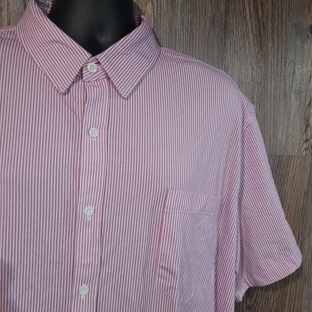 Buttercloth Icy Cotton Button Up Shirt Size 3XL Regular Fit Pink/White Stripe SS